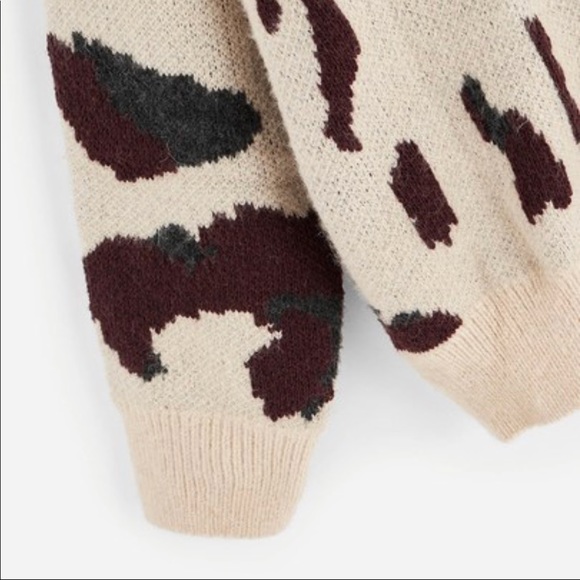 Leopard Print Crew Neck Sweater Brown - Picture 3 of 5